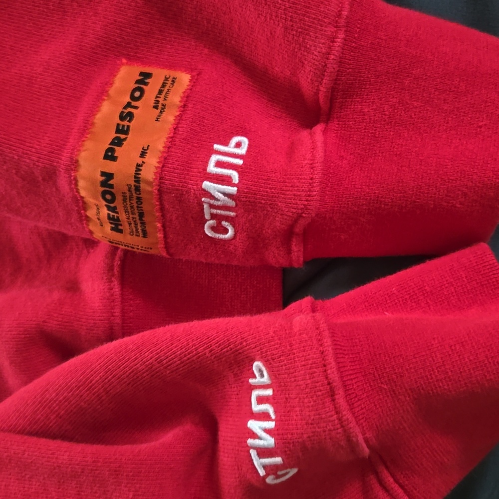 NWT Heron Preston Vibrant Red Crewneck Sport Sweatshirt Size S - Picture 8 of 11